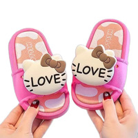 Sandales à glissière pour enfants, motif chat mignon, antidérapantes, semelle souple, pour l'été, la plage et la maison, pour filles et garçons