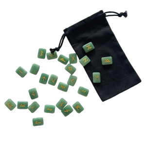 Ensemble de runes en aventurine verte naturelle, pierre précieuse naturelle très vendue, idéale pour un cadeau - Product Image 4