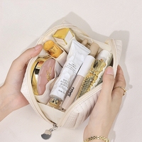Sac de rangement de voyage compact Style Ins exquis petit sac cosmétique de lavage par lots avec fermeture à glissière motif de fil de mode