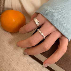 S925 Sterling Silver <b>Ring</b> Geometric Textured Design Adjustable For Women Everyday Wear - Product Image 1