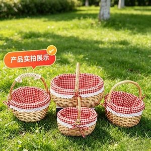 Willow Woven Storage <b>Baskets</b> Round Handmade 1-3L For Picnic <b>Egg</b> Fruit Flower Gift - Product Image 1