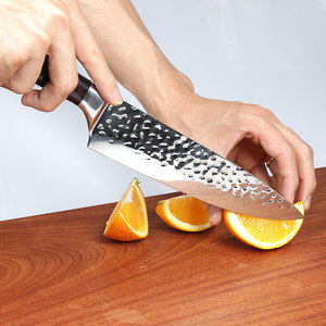 Mango Pakkawood, <span class=keywords><strong>cuchillo</strong></span> de Chef de <span class=keywords><strong>acero</strong></span> <span class=keywords><strong>inoxidable</strong></span>, hoja dentada, pan, fruta, tomate, carne vegetal, Santoku para cortar pasteles - Product Image 4