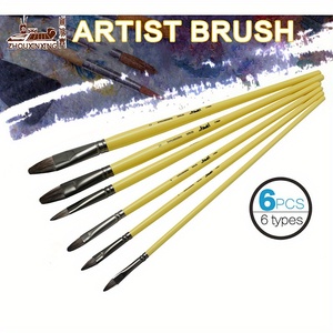 Lot de 6 pinceaux professionnels en forme de <span class=keywords><strong>noisette</strong></span> pour peinture acrylique, huile, aquarelle et gouache – Fournitures d'art - Product Image 3