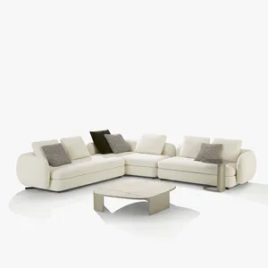 Factory Wholesale Leather Corner Sofa Set Furniture Living Room Indoor Curved Modular Sectional Sofa