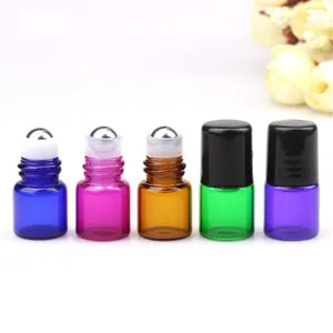 1ml 2ml 3ml Amber Glass Roller Ball Bottles Refillable Empty Sample Vials Essential Oil Perfumes With Gold Lids