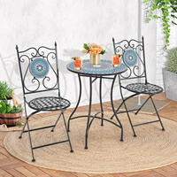 Conjunto de Mesa y Sillas Redondas de Cerámica para Exteriores, Juego de Mesa y Sillas de Mosaico para Patio, Jardín, Sala de Estar, Balcón