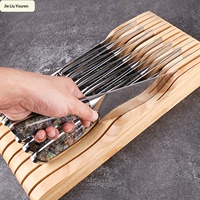 Support de rangement multifonctionnel en bois simple, non pliable, pour couteaux et ustensiles de cuisine, à poser sur comptoir ou table