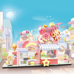 617007<span class=keywords><strong>ร้าน</strong></span><span class=keywords><strong>ขาย</strong></span>ขนมขบเคี้ยวฉากในเมืองถนนที่สร้างสรรค์น่ารักตั้งโต๊ะตกแต่งบล็อกโมเดลเด็กตัวต่อชุดของเล่นพลาสติก - Product Image 2