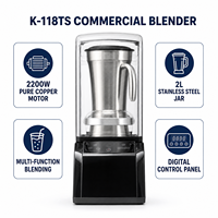 LLohas High Power Blender Elektrische Heavy Duty Snelle Blender Keukenapparatuur Restaurant Hotel Cafe Smoothie Sap Vriesverse