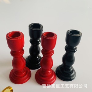 Wooden <b>Candlesticks</b> Red And <b>Black</b> Column Shape Rosewood Home Decoration Wedding Props - Product Image 5