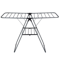 Séchoir à linge réglable en acier inoxydable, grande capacité, double niveau, avec ailes robustes et pliables, pour salle de bain