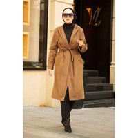 Casquette hiver à manches longues robe tunique ceinture femmes musulman Hijab mode turquie dubaï islamique ethnique vêtements à capuche Cachet manteau