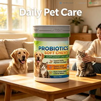 Probiotiques pour chiens et chats adultes, comprimés à mâcher souples, prébiotiques, santé digestive, multivitamines, 100% naturel, absorption rapide
