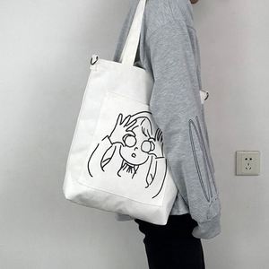 Sac de shopping en coton biologique de haute qualité de 12 oz avec logo imprimé personnalisé, sac fourre-tout en toile A4 avec impression d'animation de dessins animés - Product Image 3