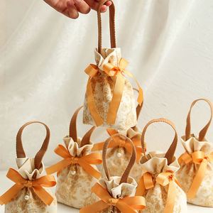 Bolsa de Regalo de Lona Floral Multiusos, Bolsa con Cordón Reutilizable para Dulces de Boda, Regalos de Fiesta, Despedida de Soltera - Product Image 4