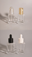 Flacon d'huile capillaire transparent carré personnalisé, flacon compte-gouttes en verre plat, flacon rectangulaire pour huile essentielle, parfum, 15 ml, 30 ml, 50 ml, 100 ml