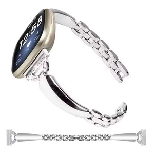 Correa de Metal para Reloj, Correa de Acero Inoxidable con Diamantes para <span class=keywords><strong>Fitbit</strong></span> <span class=keywords><strong>Versa</strong></span> 3/4, para <span class=keywords><strong>Fitbit</strong></span> Sense <span class=keywords><strong>2</strong></span>, Correa de Reloj de Lujo con Hebilla Plegable - Product Image 2