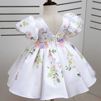 Personnalisé 1-10 ans fait à la main appliques fille princesse robe fleurs jupe dernière mode fête de mariage doux bébé filles robe