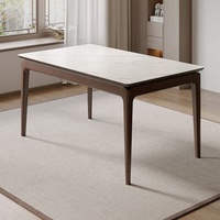 129706 Quanu Table à manger en bois rectangulaire moderne en bois massif Nouveau style Table à manger chinoise avec 6 chaises Design