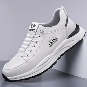 XINTAIZI Men Summer Height Increasing <b>Sneakers</b> Genuine <b>Leather</b> Round Toe Rubber Outsole V30PA EVA Midsole Casual Shoes - Product Image 1