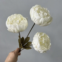 Realistiche 3-koppige zijden pioenrozen - levensecht bloemenboeket voor bruiloften & evenementendecoratie - OEM ondersteuning