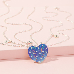 3個セット 永遠の友情 ハートパズル 光るペンダントネックレス マッチングマグネットネックレス 女性 女の子 子供向け - Product Image 3