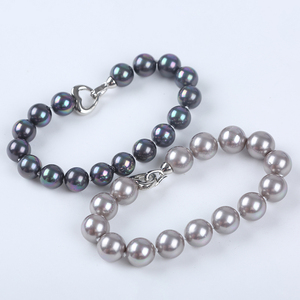 10/12mm Tahiti Black/Grey Color Natural Round Shape Shell Beads Mother of <strong>Pearl</strong> Jewelry <strong>Set</strong> - Product Image 4