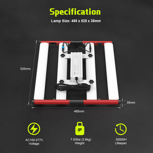 ไฟปลูกพืชแบบ LED สเปกตรัมเต็ม 240W รุ่น LM281B กันน้ำระดับ IP65 โครงสร้างอะลูมิเนียม ปรับความสว่างได้ ค่า CRI สูง 90 รับประกัน <span class=keywords><strong>3</strong></span> ปี สำหรับเพาะเมล็ด - Product Image 4