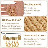 Cheveux au crochet à plumes # Extensions de cheveux humains bruts à tresser, blond miel 613, ondulations profondes, sans trame, pré-bouclées pour crochet
