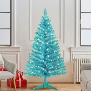 High Quality 1.2m Light Blue Artificial <b>Pine</b> Christmas Tree PET Shiny Finish Modern Holiday Decor for Home & Office - Product Image 4