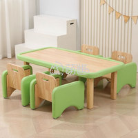 Ensemble table et chaise pour tout-petits en bois massif Moetry avec bords doux, protection anti-choc, mobilier pour enfants pour garderie et salle de classe