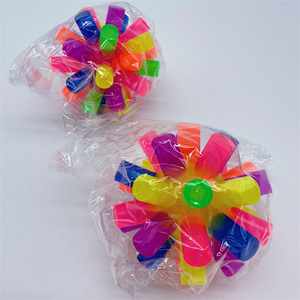 HAPU TPR 8cm Luminous <b>LED</b> Rubber Elastic Rainbow Pole <b>Ball</b> Pressure Relief Sensory Toy Bounce Flicker Tip Unisex - Product Image 4