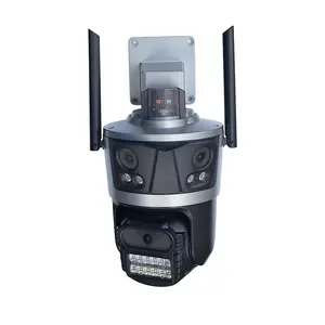 Caméra de vidéosurveillance WiFi sans fil à trois écrans AI 2MP 4MP 8MP double triple objectif iCSee PTZ caméra de sécurité réseau pour la Construction à domicile