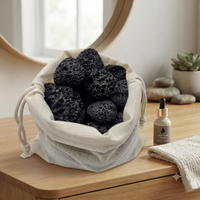 Sachet de pierres volcaniques naturelles à faible MOQ dans un sac en coton et lin avec cordon de serrage, diffuseur d'arômes pour voiture et maison, désodorisant