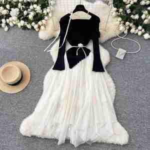 Vestido Maxi Casual Asimétrico de Verano, Ecológico, Transpirable, de Ganchillo Acrílico, Estilo Fairycore, con Cuello Camisero y Manga Larga para Mujer - Product Image 3