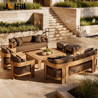 Ensemble de meubles de patio en teck de luxe moderne pour cour, hôtel, parc, canapé de jardin en teck pour utilisation en extérieur