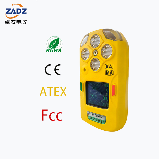High-Stability 4-in-1 Industrial LCD Display Detector ATEX Certified Gas Analyzers for O2/CO/H2S/NO2 Multi-Parameter Toxic