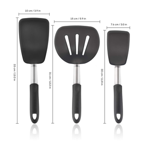 Spatule Lot de 3 Résistant À La Chaleur Antiadhésive Ustensiles de Cuisine En Caoutchouc pour <span class=keywords><strong>le</strong></span> Poisson, Les Œufs, pancak - Product Image 2