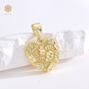 Elfic Jewelry 14K Copper Plated Gold Heart Shaped <strong>Fashion</strong> Jewelry <strong>Pendants</strong> <strong>Charms</strong> for Couple Valentine's Day Gifts - Product Image 3