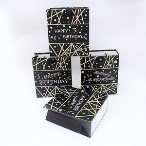 Bolsa de papel dorada de regalo para fiesta de feliz cumpleaños personalizada, respetuosa con el medio ambiente, venta al por mayor - Product Image 2