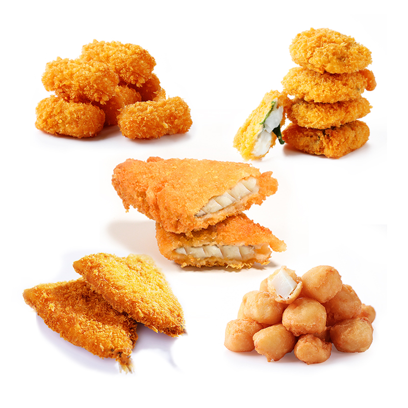 Meeres früchte Panieren Fisch braten Gewürz Teig mischung gefroren panierte Fischs täbchen/Quadrate/Nuggets/Filets/Finger gefroren frische Portionen