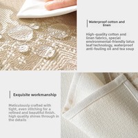 Nappe en lin et coton mélangés avec dentelle, rectangulaire, imperméable, résistante aux plis, pour la maison, la salle à manger, les mariages et les fêtes