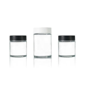 Pot en verre transparent à fond épais, écologique, résistant aux enfants, avec couvercle noir résistant aux enfants, pour crème visage artisanale, 2,5 oz - Product Image 3