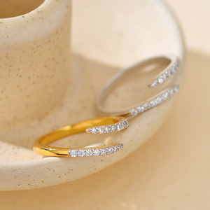 Anillo Ajustable de Plata de Ley 925 SPJ <span class=keywords><strong>Super</strong></span> Supplier, Brillante con Circonita 5A, Diseño Minimalista de Banda Abierta para Mujer - Product Image 5