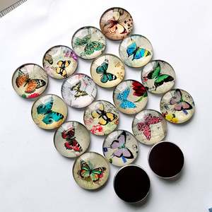 Autocollant de réfrigérateur vintage papillon, aimant rond tridimensionnel en verre pour tableau blanc, autocollant de réfrigérateur - Product Image 2