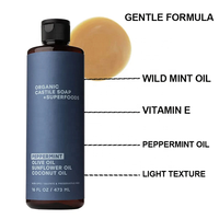 Gel Douche Liquide au Savon de Castille Bio avec PoivreMenthe Citron Arbre à Thé Lavande, Parfum de Bain Huile de Plantes Veggie Body Wash