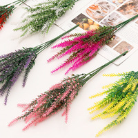 5 cabang bunga ungu buatan buket Lavender tanaman bunga pernikahan untuk ruang pesta rumah Hotel Deco