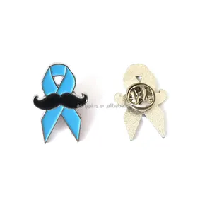 Factory cheap stock male blue mustache cancer/pink ribbon/ autism/infant/pregnancy loss souvenir brooch pins