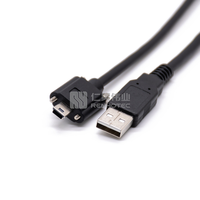 Cable USB para Cámara Industrial, USB a Mini-B, Conector Roscado, Negro, 1m, Cable Moldeado por Inyección, Cable de Transferencia de Datos para Visión Artificial