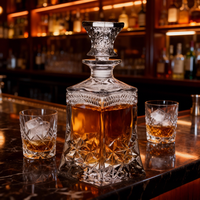 Hoogwaardige 500ML kristallen glazen karaf met luxe klassiek design, aangepaste logo voor whisky, wijn, als cadeau